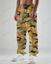 Yellow Camouflage Big & Tall Guy's Loose Straight Pants